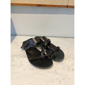 Ancient Greek Sandals Shoes Womens Size 38 Leather Strappy Buckle Flat Greece